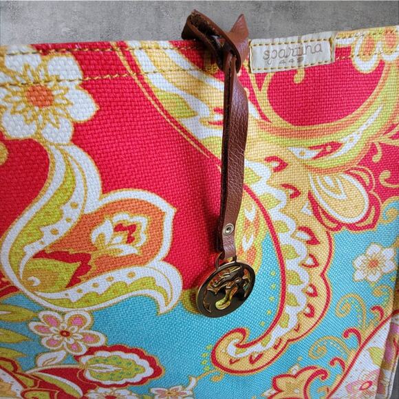 SPARTINA 449 Fiddlers Cove Market Tote Bag Linen Paisley Travel Handbag Shopping - Picture 13 of 14